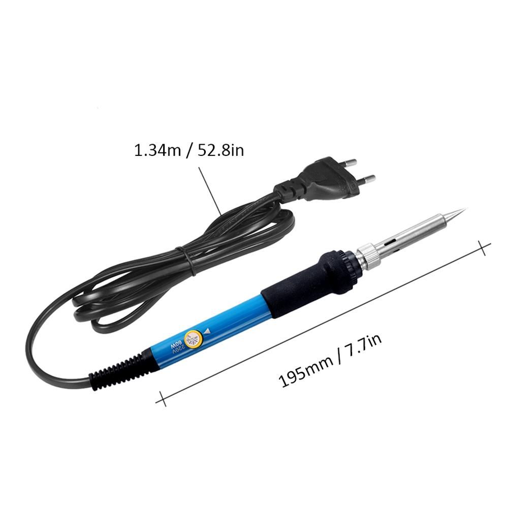 60W Electric Adjustable Temperature Welding Soldering Iron + 5 Replacement Soldering Tips Set