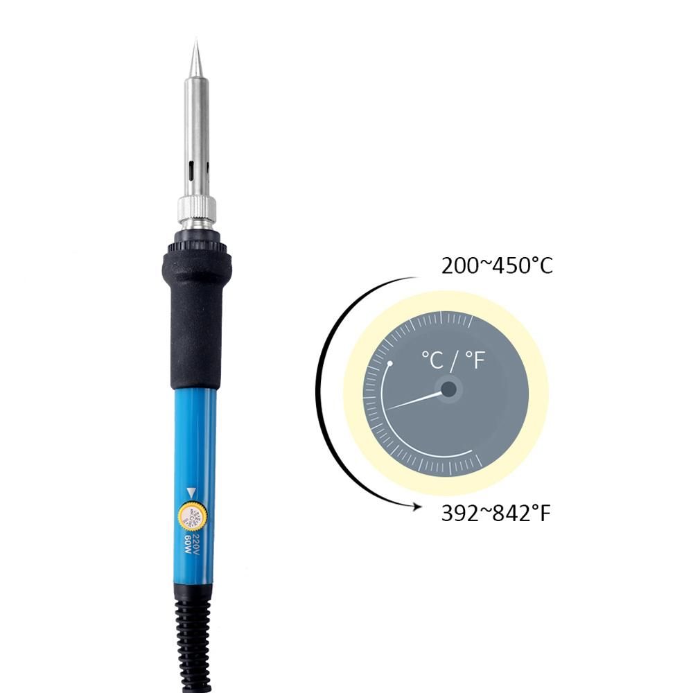 60W Electric Adjustable Temperature Welding Soldering Iron + 5 Replacement Soldering Tips Set