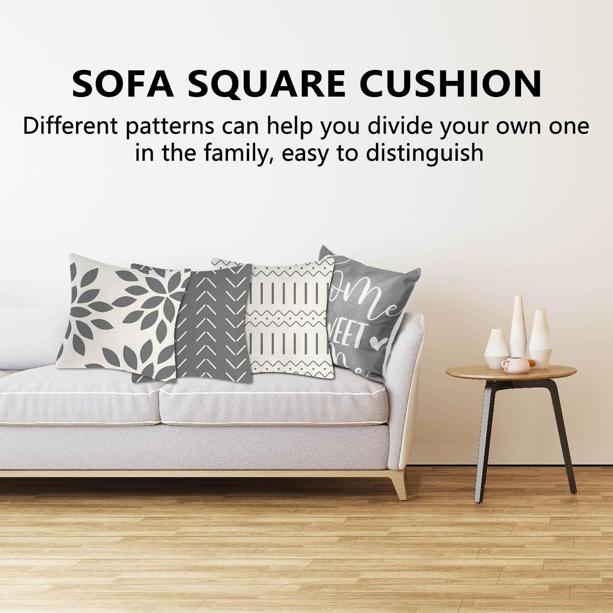 Grey Pillow Covers 18X18 Set of 4 Home Decorative Throw
