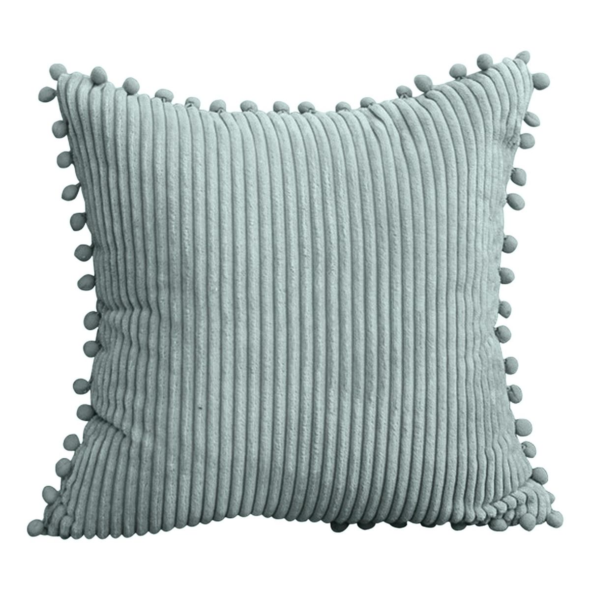 Throw Pillow Case Nordic Style INS Striped Tassel Ball Sofa Cushion Cover Light Blue