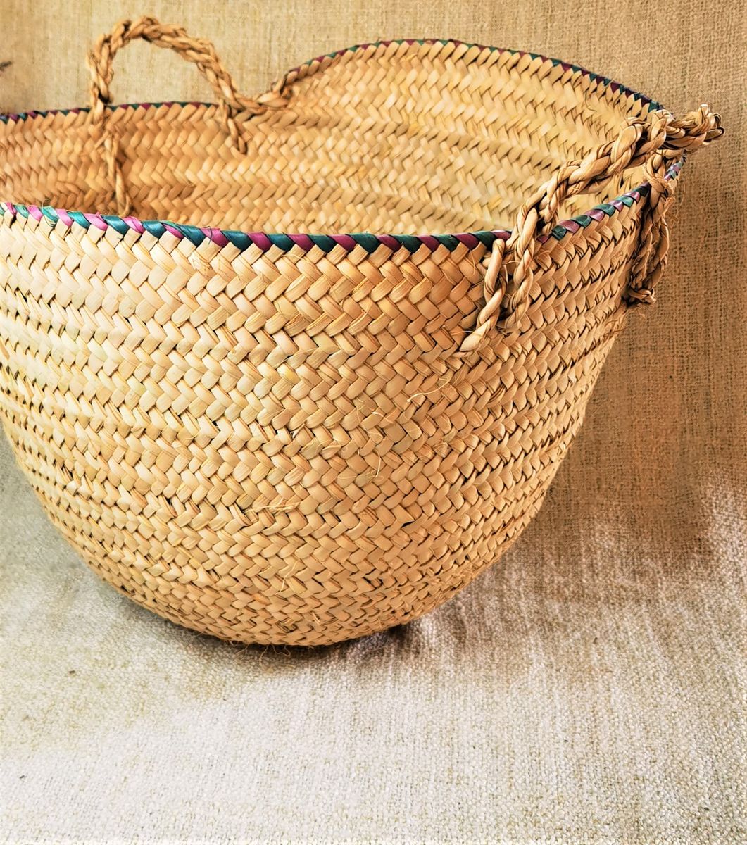 Handwoven Palm Leaf Storage Basket