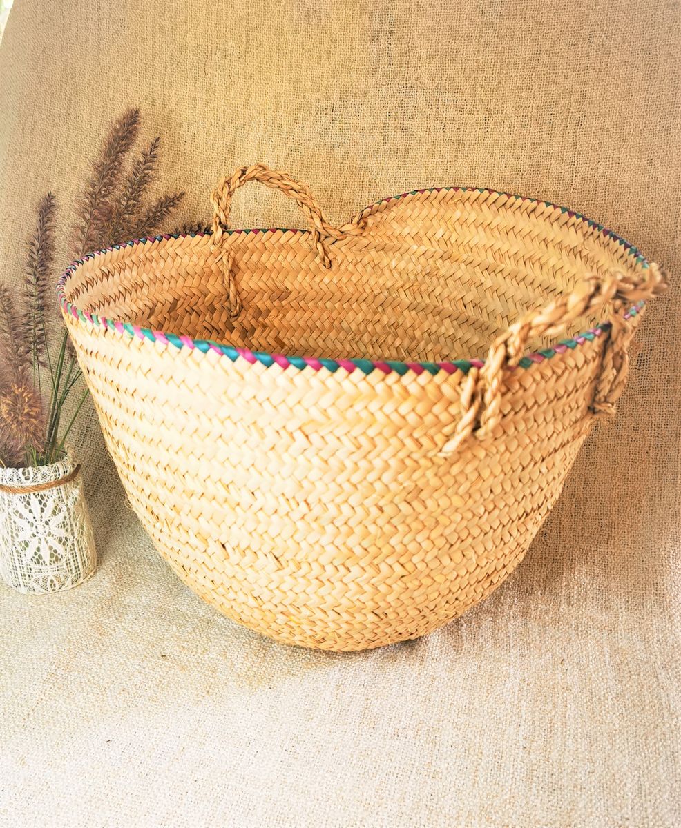 Handwoven Palm Leaf Storage Basket