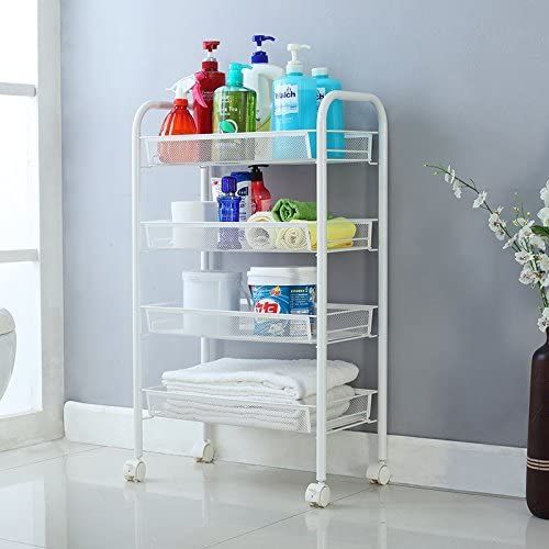 Standard Steel Trolley/Storage Rack - 4 Tiers {White}