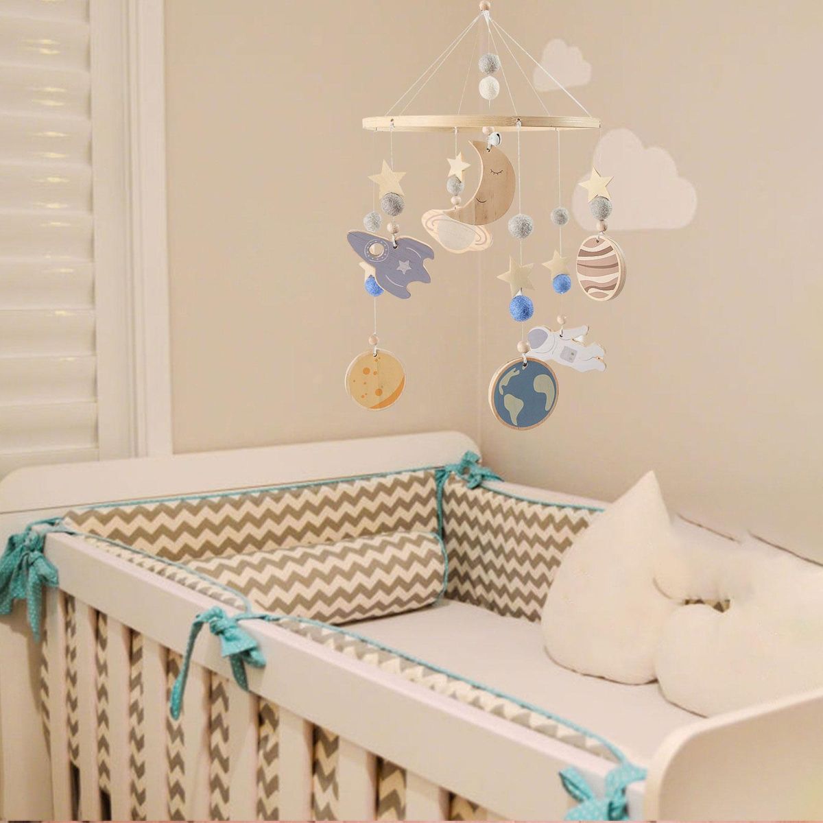 Baby Crib Mobile Wooden Nursery Decoration For Children