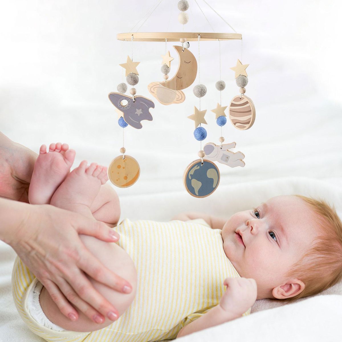 Baby Crib Mobile Wooden Nursery Decoration For Children