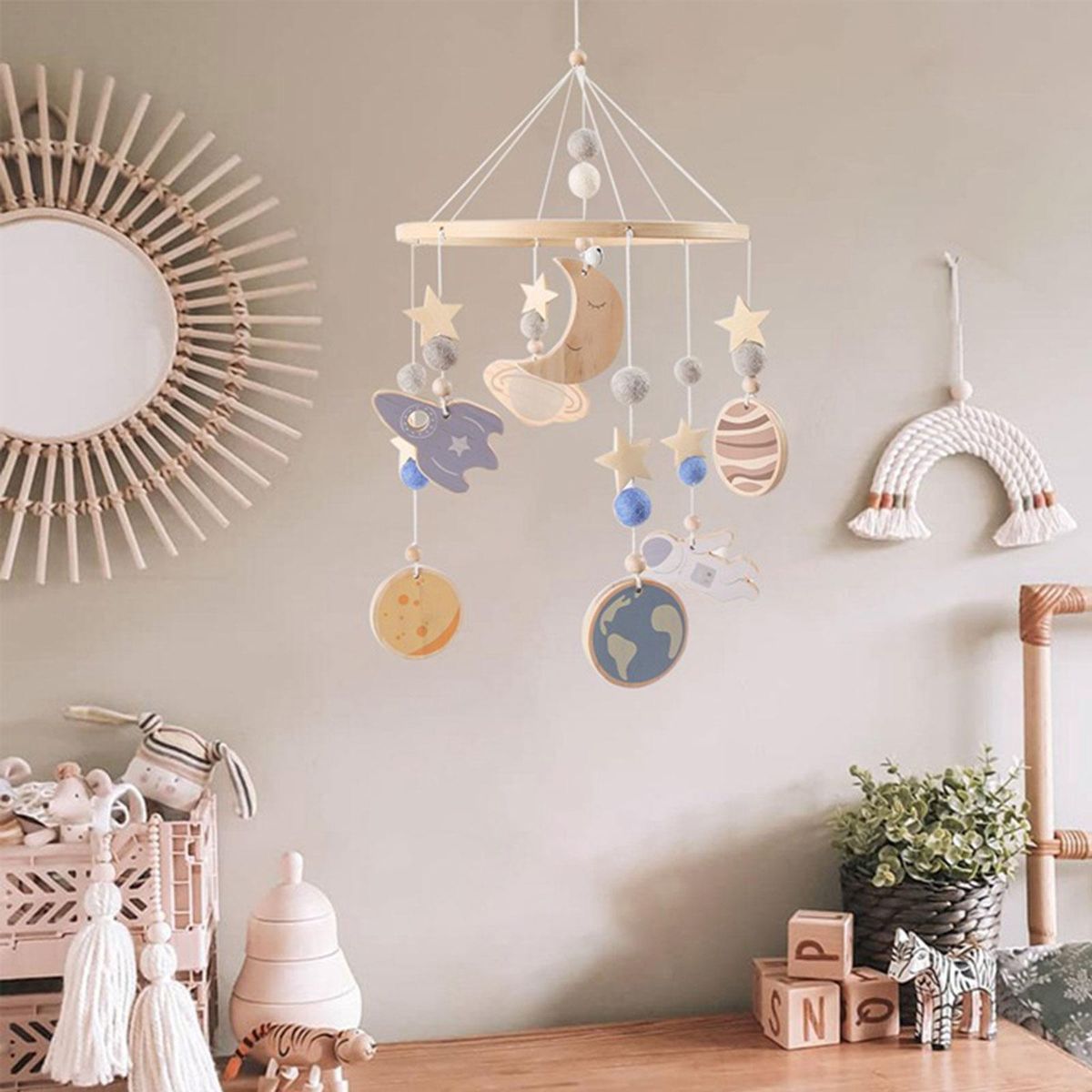Baby Crib Mobile Wooden Nursery Decoration For Children