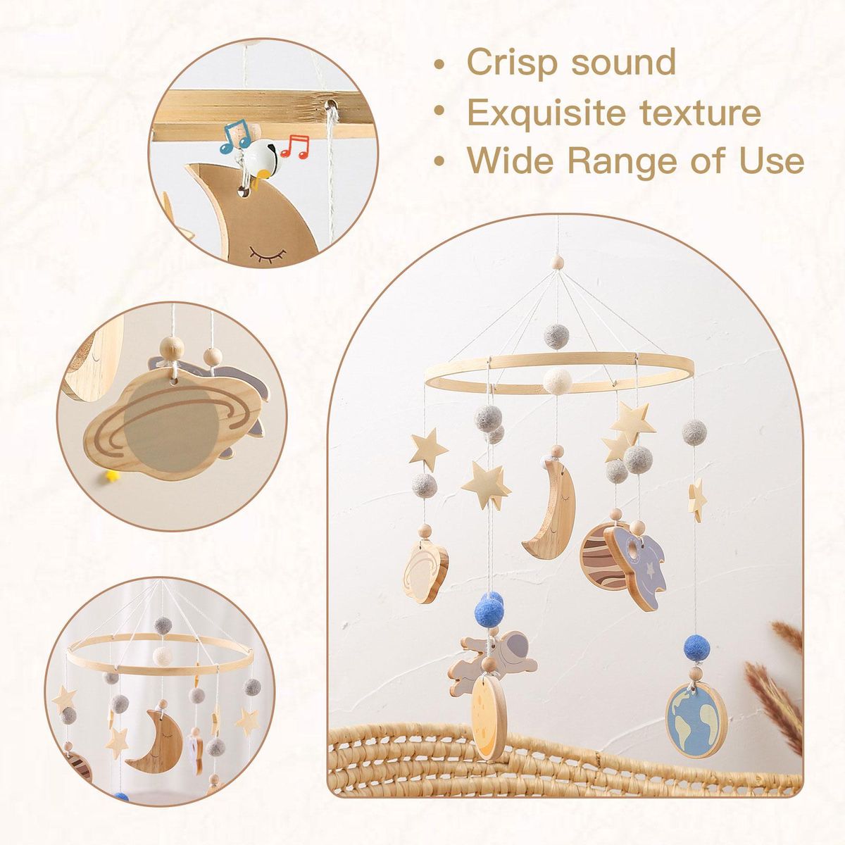 Baby Crib Mobile Wooden Nursery Decoration For Children