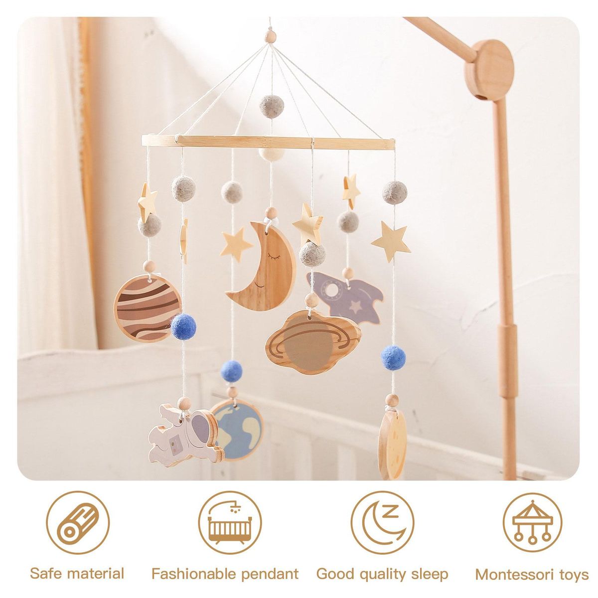 Baby Crib Mobile Wooden Nursery Decoration For Children