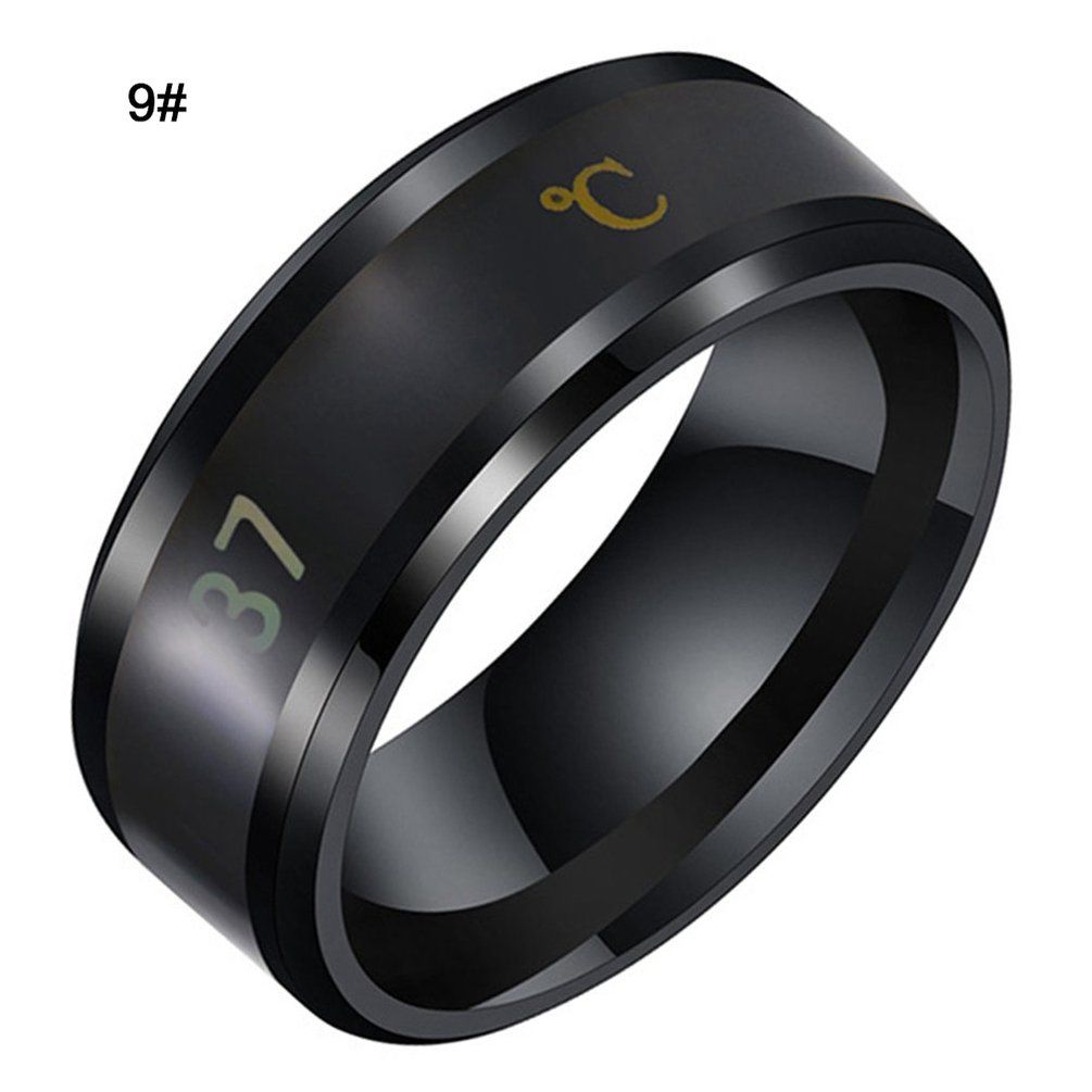 Smart Temperature Ring Fashion Stainless Steel Intelligent Temperature Sensor Rings Thermometer Finger Digital Temperature Meter