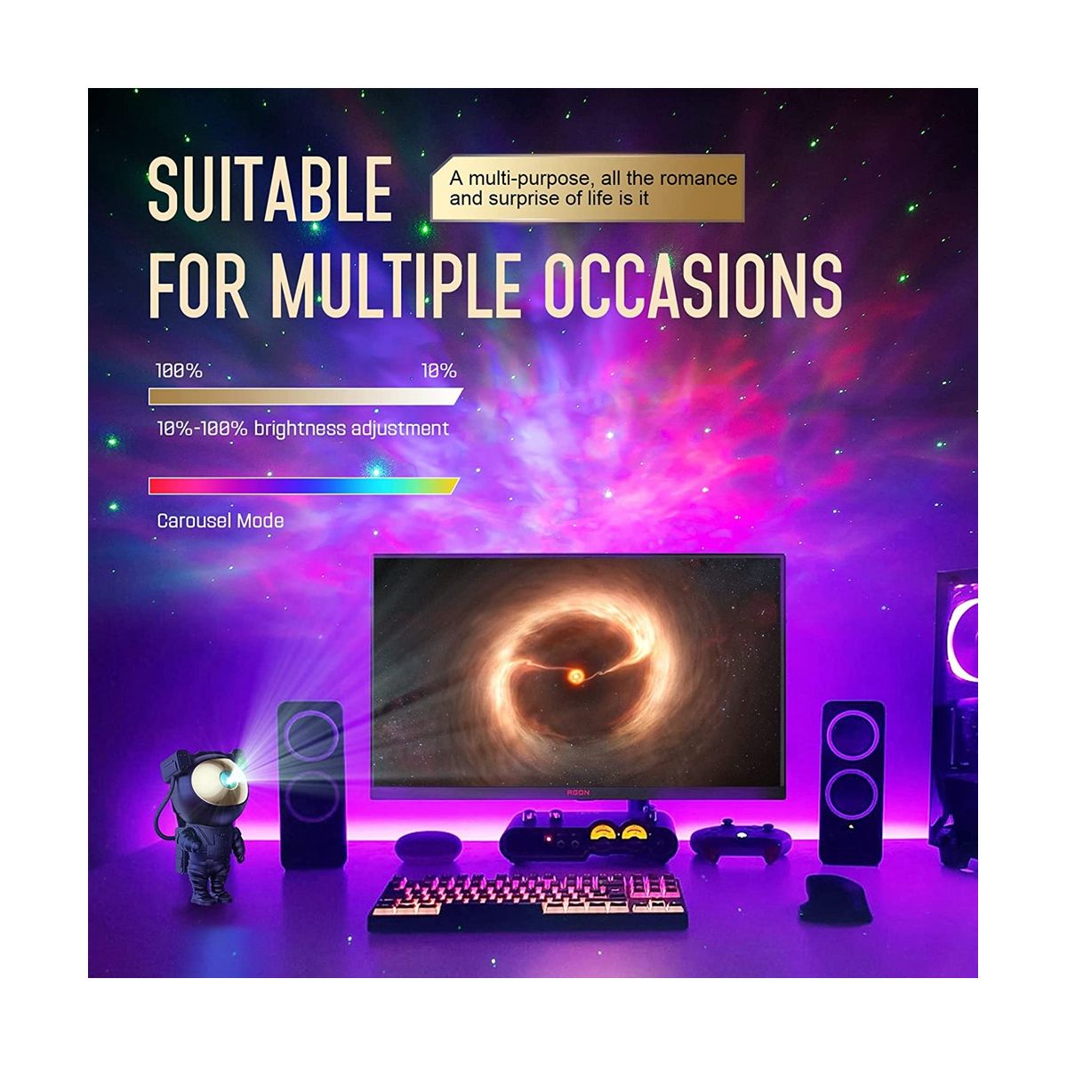 Star Projector Galaxy Night Light - Astronaut Space Projector Starry Ceiling Lamp with Timer Remote Kids
