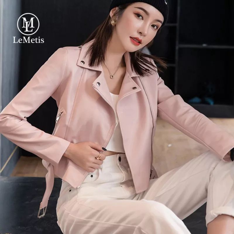 Faux Leather Jackets For Women Zip Up Motorcycle Short PU Outwear Coat