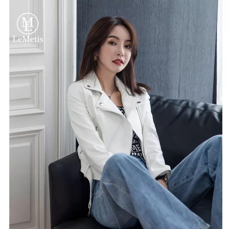 Faux Leather Jackets For Women Zip Up Motorcycle Short PU Outwear Coat