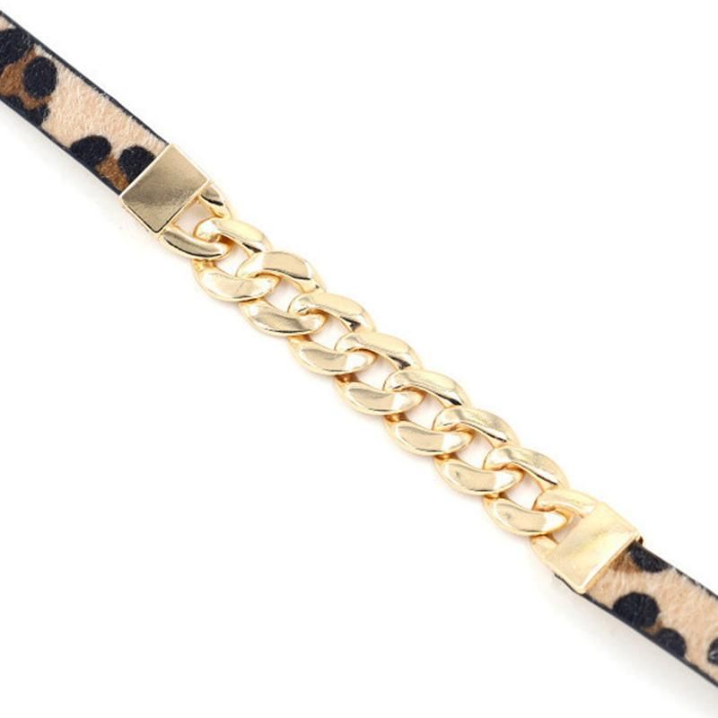 Fashion Leopard Print Multilayer Alloy PU Leather Bracelets
