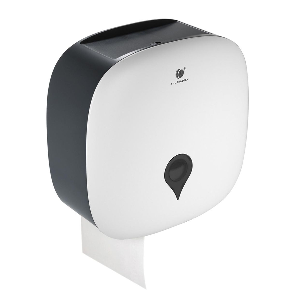 CHUANGDIAN No Drilling Wall Mounted Single Jumbo Roll Tissue Dispenser Hanging Toilet Paper Dispenser Holder for Hotel Restaurant Home Park--White