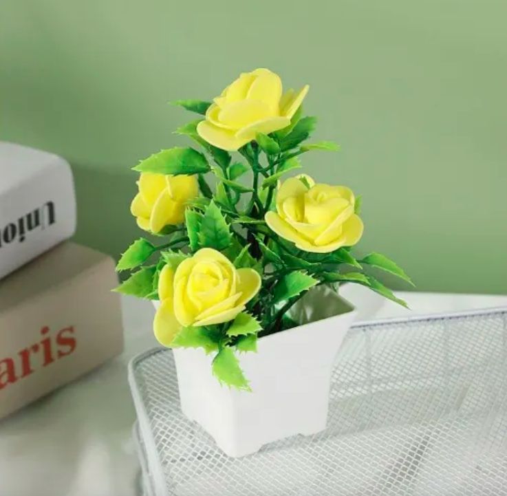 Mini Artificial Flower Pot - Yellow