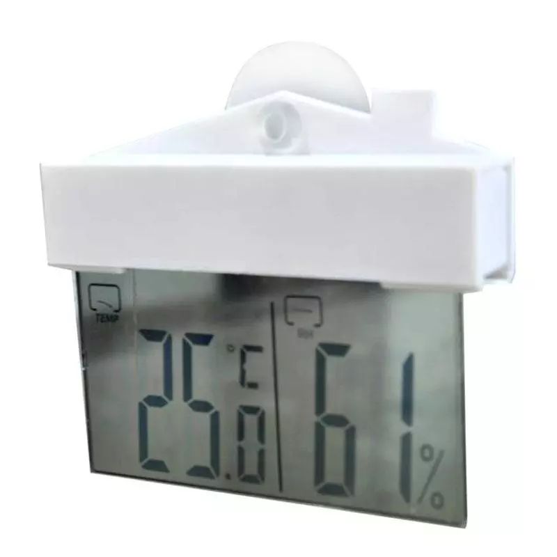 Digital Weather Station Suction Cup Indoor Outdoor Large LCD Window Hydrometer