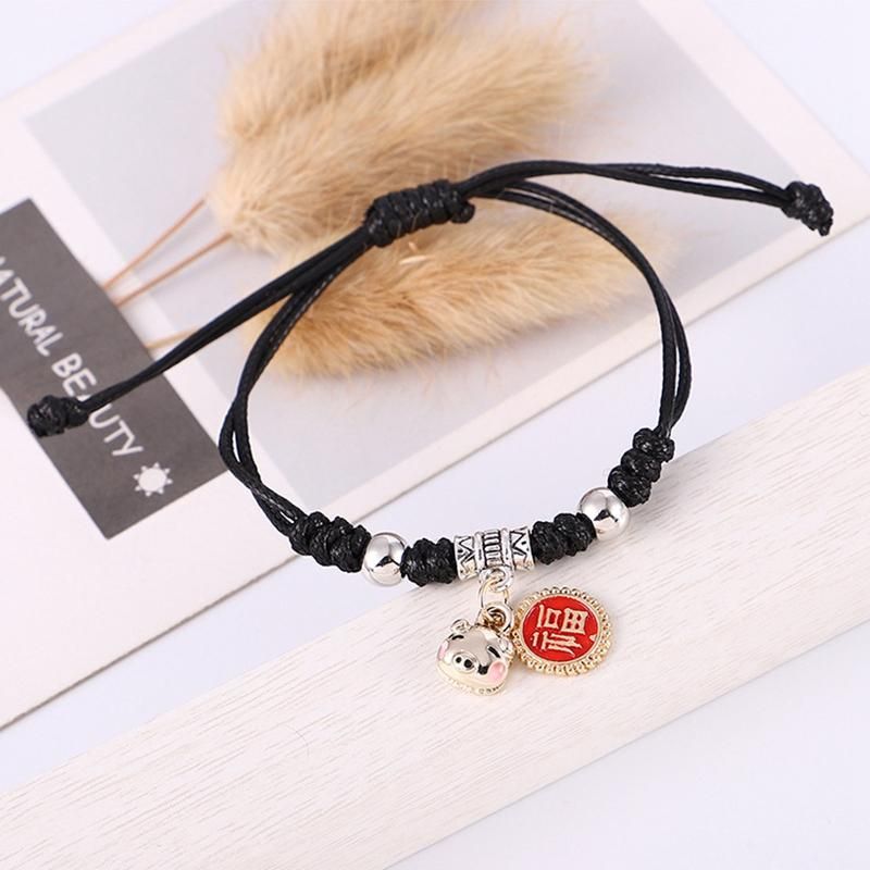 Handmade Lucky Red Rope Bracelet Women'S Blessing Words