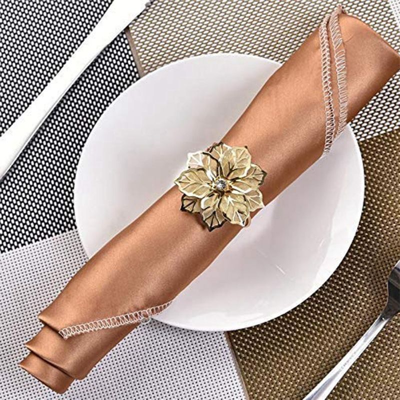6Pack Napkin Rings, Gold Napkin Rings Buckles For Table