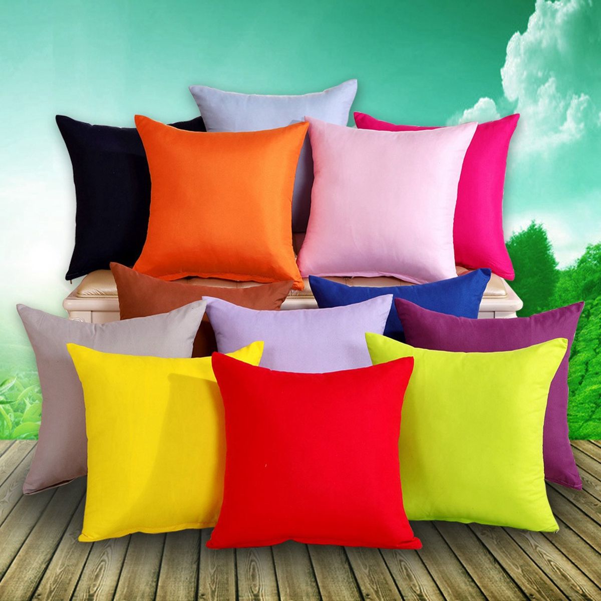 6Pcs Decorative Throw Pillow Covers Square Patio Cushion