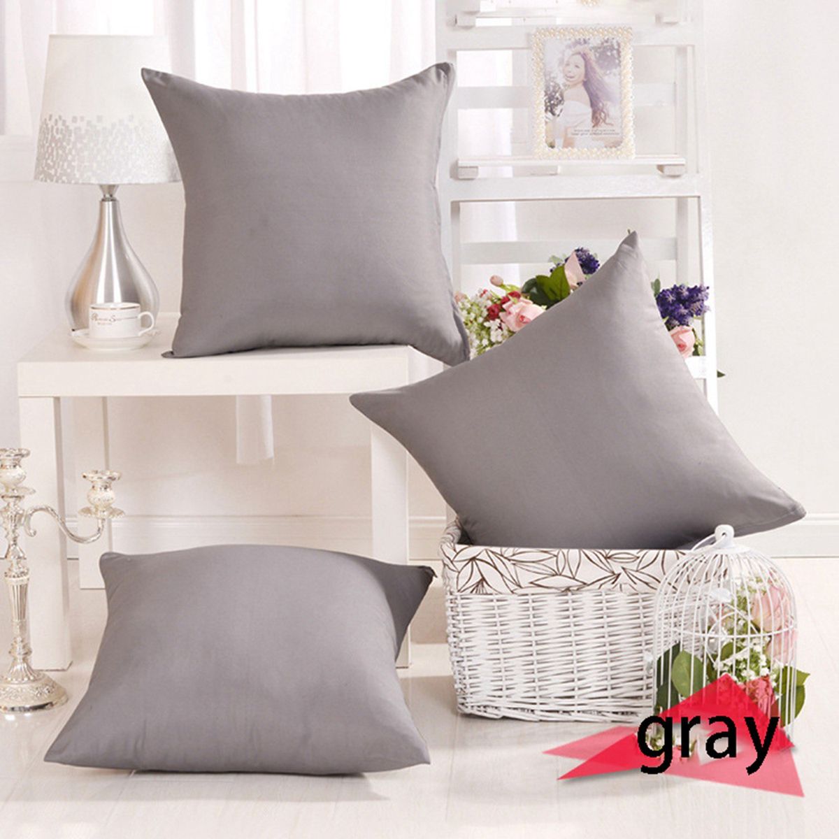 6Pcs Decorative Throw Pillow Covers Square Patio Cushion