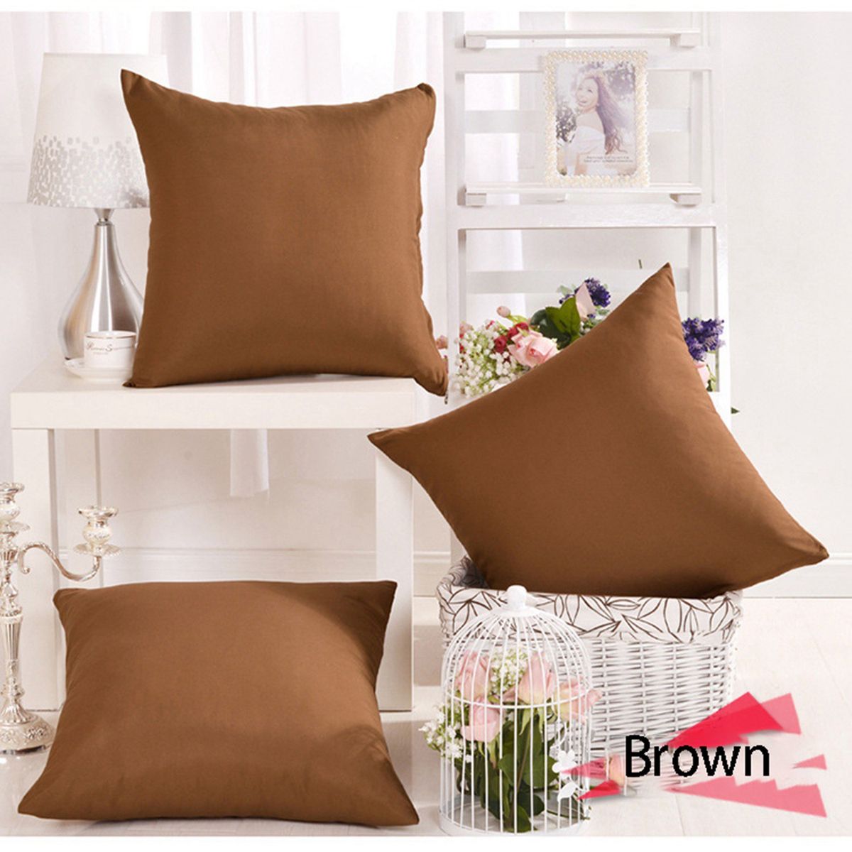 6Pcs Decorative Throw Pillow Covers Square Patio Cushion