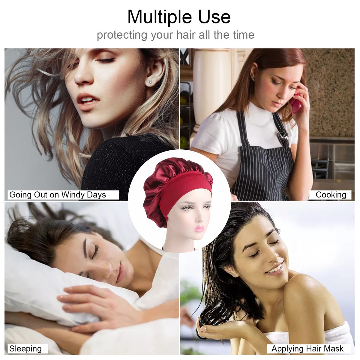 Hair Cover Bonnet Sleep Cap Wide Head Band Sleep Cap Hat