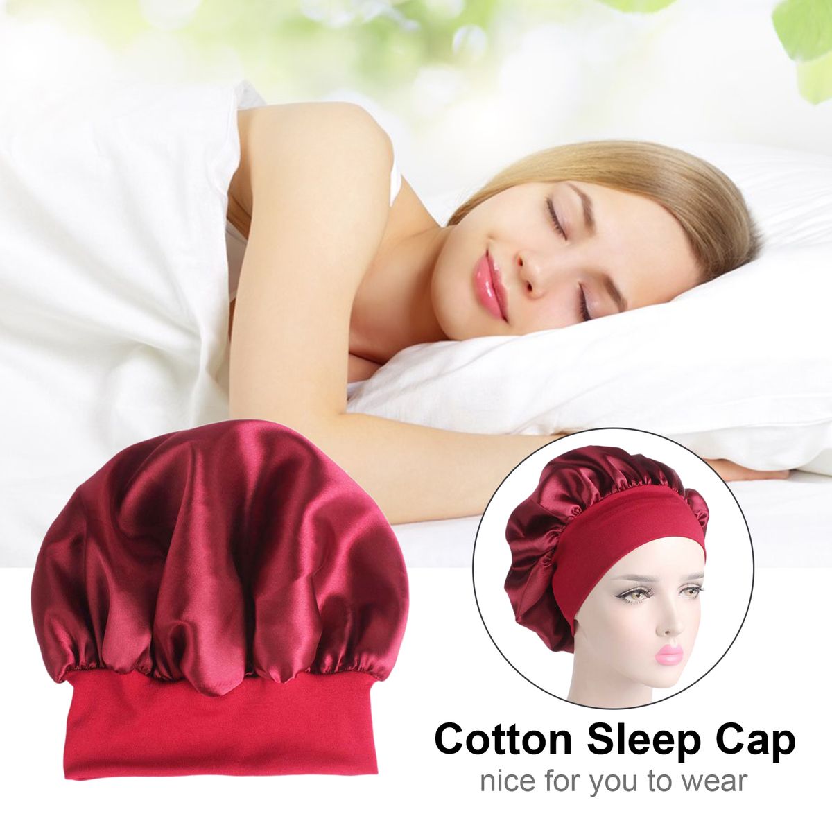 Hair Cover Bonnet Sleep Cap Wide Head Band Sleep Cap Hat