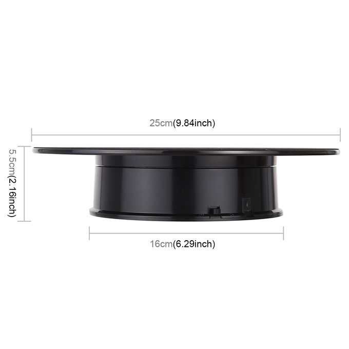 25cm 360 Degree Electric Rotating Turntable Display Stand Video Shooting Props Turntable For Photography, Max Load 3kg, Powered By Battery(Black)