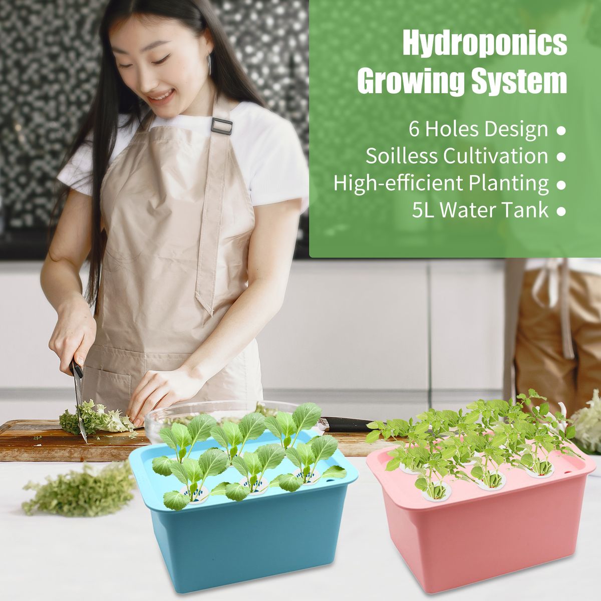 Hydroponics Growing System Cabinet Box 6 Holes Balcony