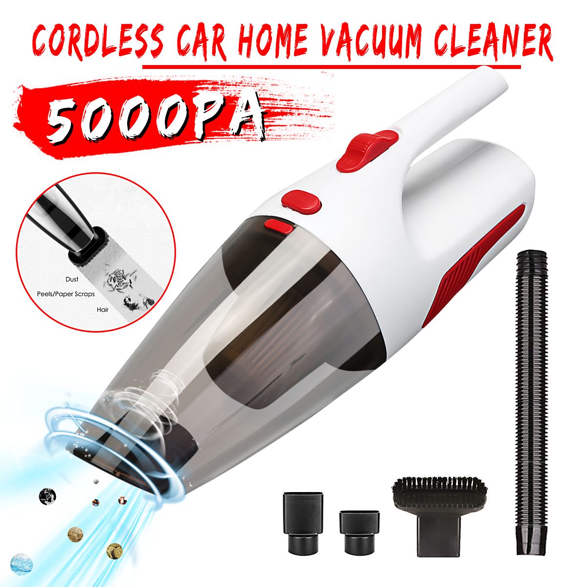 Portable Rechargeable CORDLESS Vacuum Cleaner 120W Wet/Dry Car Handheld 2200MAH