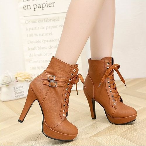 Shoes Martin Boot Women Heels British Style Short Boots Ladies Shoes High-heeled
