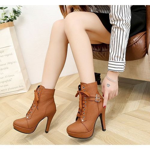 Shoes Martin Boot Women Heels British Style Short Boots Ladies Shoes High-heeled