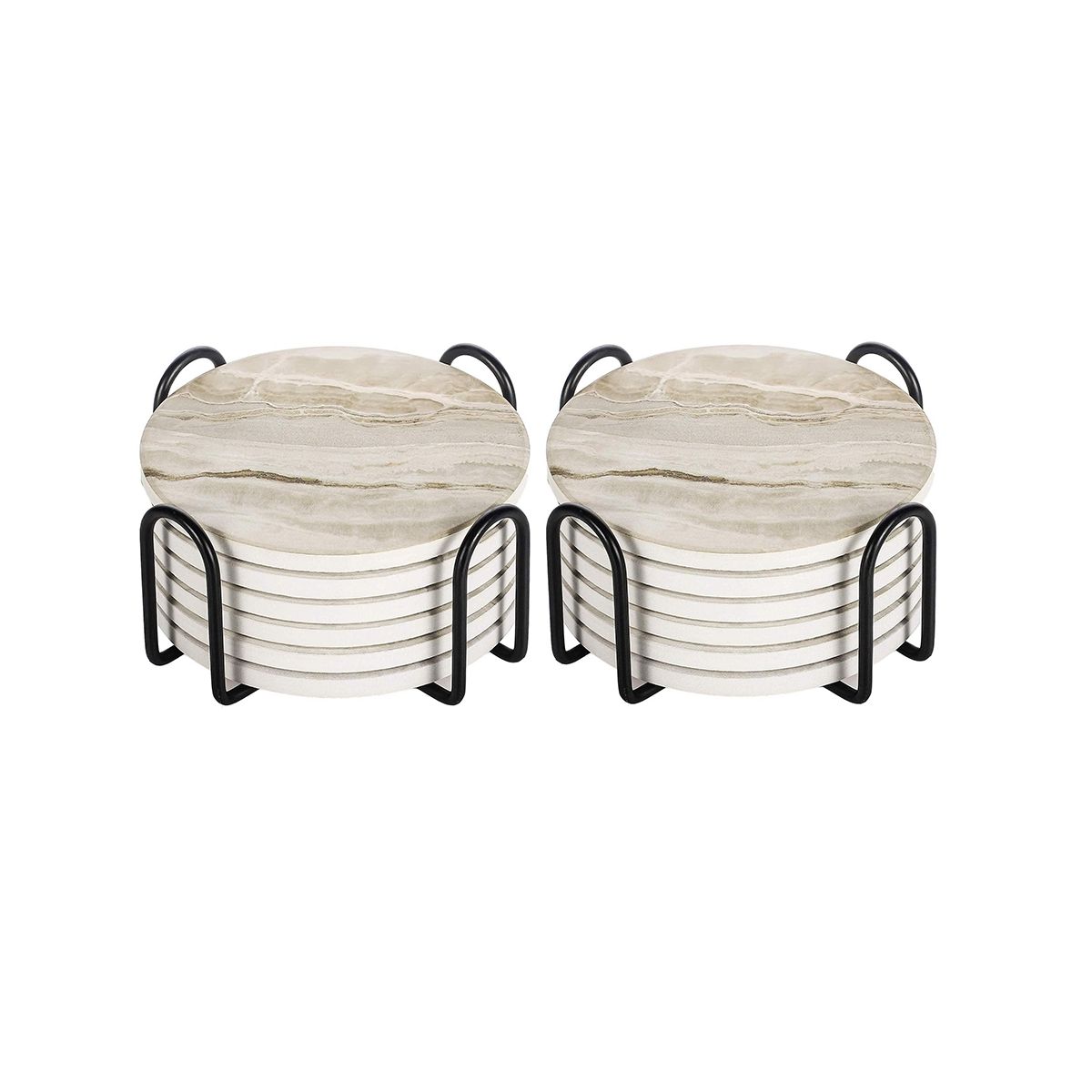 Coasters with Holder, Absorbent Coaster Sets of Marble