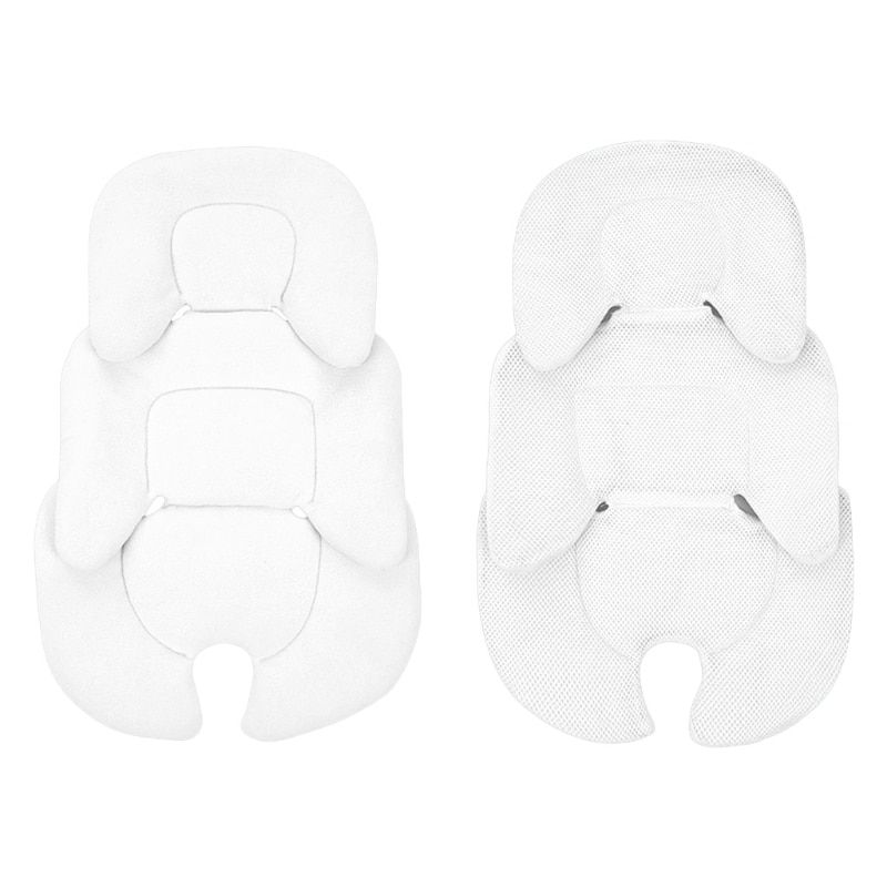 Coussin De Poussette Pour Bebe, Siege De Voiture Pour Bebe, Oreiller De Soutien De La Tete Et Du Corps, Matelas Thermique Maille Respirante, Tapis De Cou 87HD White