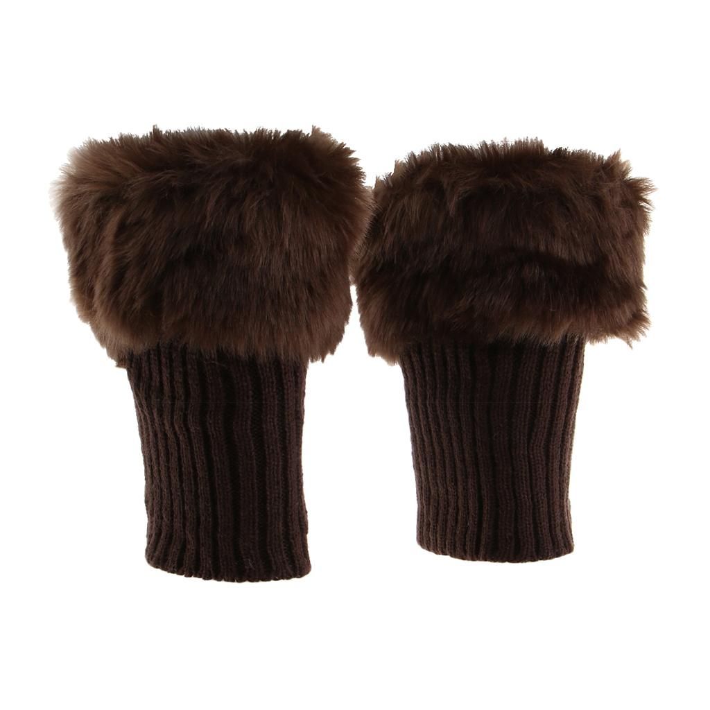 4x Fuzzy Faux  Leg Warmer Elastic Knitted Boots Cuff Toppers Sock