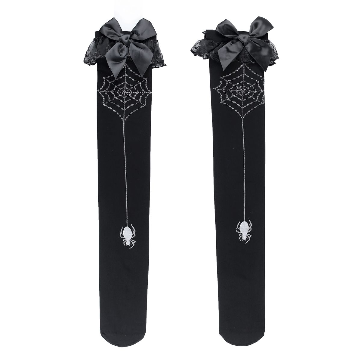 Spider With Net Print Stockings Velvet Thigh High