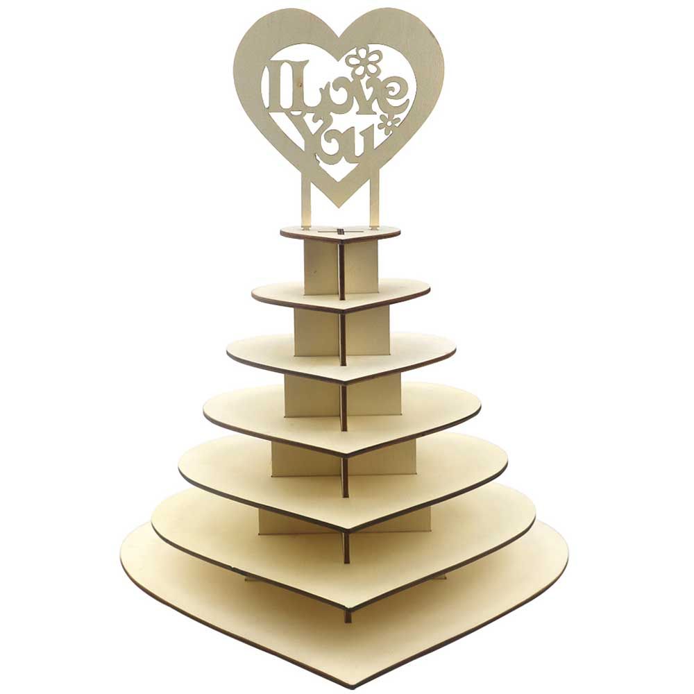 7 Tier Wooden Heart Shape I L-ove You Wedding Chocolate