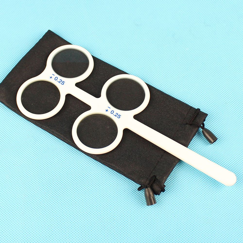 Plastic 4-Lens Confirmation Test Ophthalmic Flipper Eye Trainer Optometry Tool With Dust Bag-0.25D