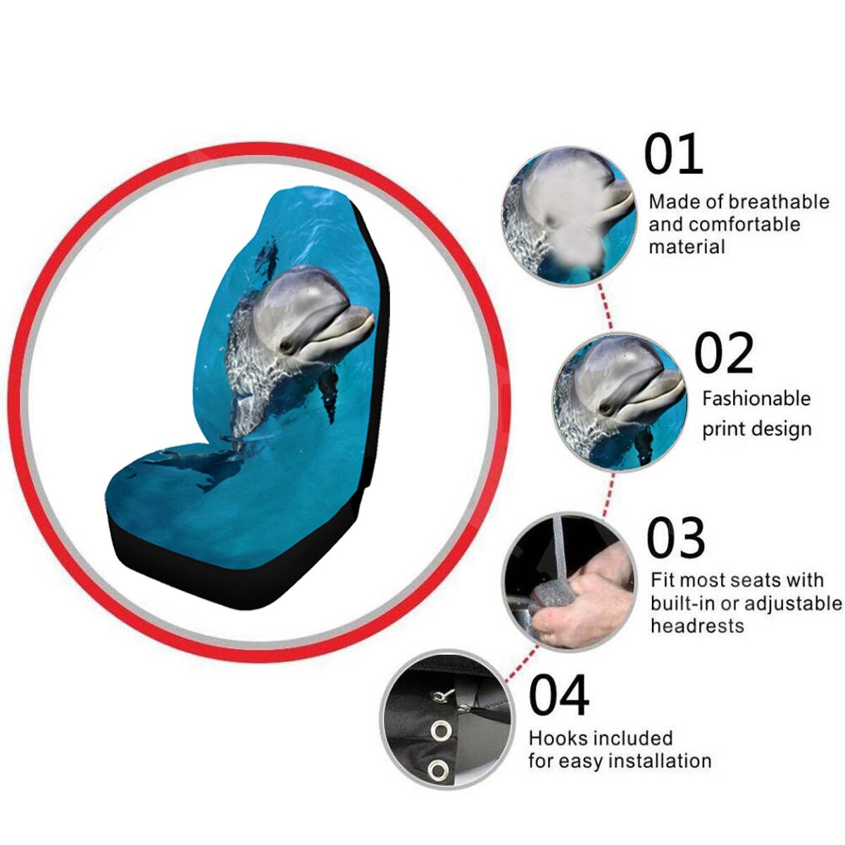 1xCar Seat Covers Animal Print Dolphin Highback Seat Cushion Protector Uinversal YH1025