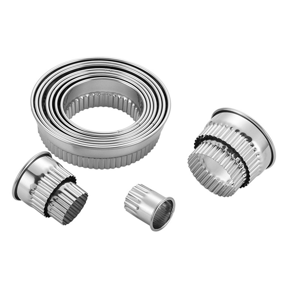 12PCS Fluted Round Cookie Cutters Set With Storage Box