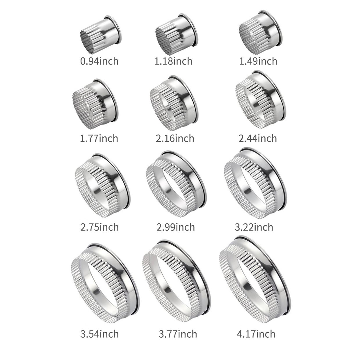 12PCS Fluted Round Cookie Cutters Set With Storage Box