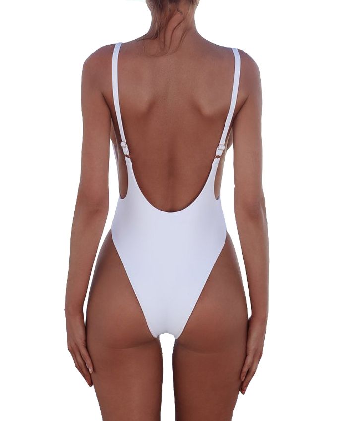 New Solid White Monokini Women One Piece Swimsuit 6-12 Backless Bathing Suit Girl Sexy Swimwear One Piece Bikini Set