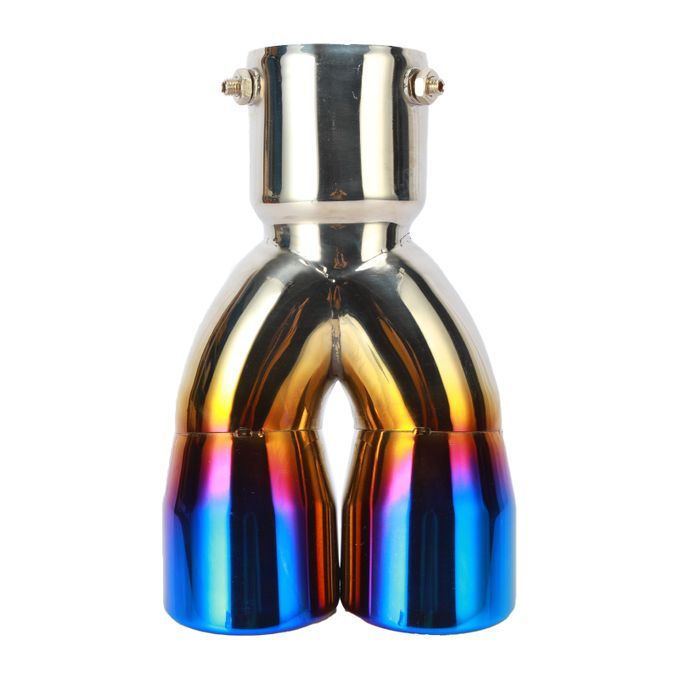 70MM Exhaust Pipe Tip Double-Silver + Blue + Gradient Blue