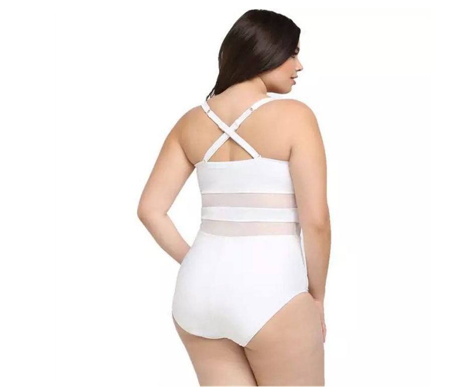 2019 Sexy Mesh Plus Size Swimwear Women One Piece Swimsuit