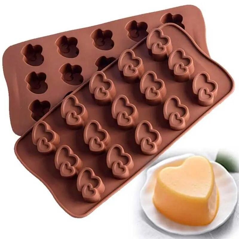 2pcs Silicone Heart Mold Cake Decoration Form Heart Silicone Molds For Soap Candy Chocolate Jello Biscuit Pastry Bake Tool