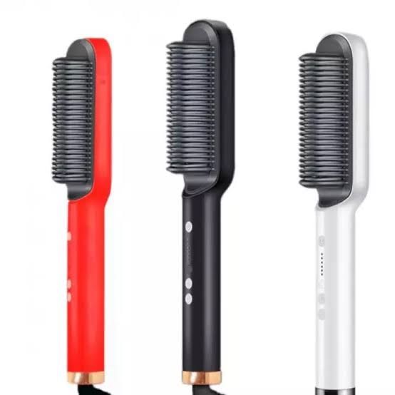 2-in-1 Hot-Air Hair Styling Comb Straightener Hair Brush-641-Black