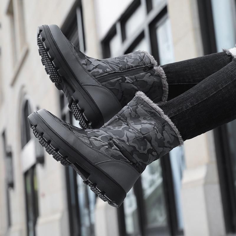Zipper Non Slip Cotton Padded Shoes
