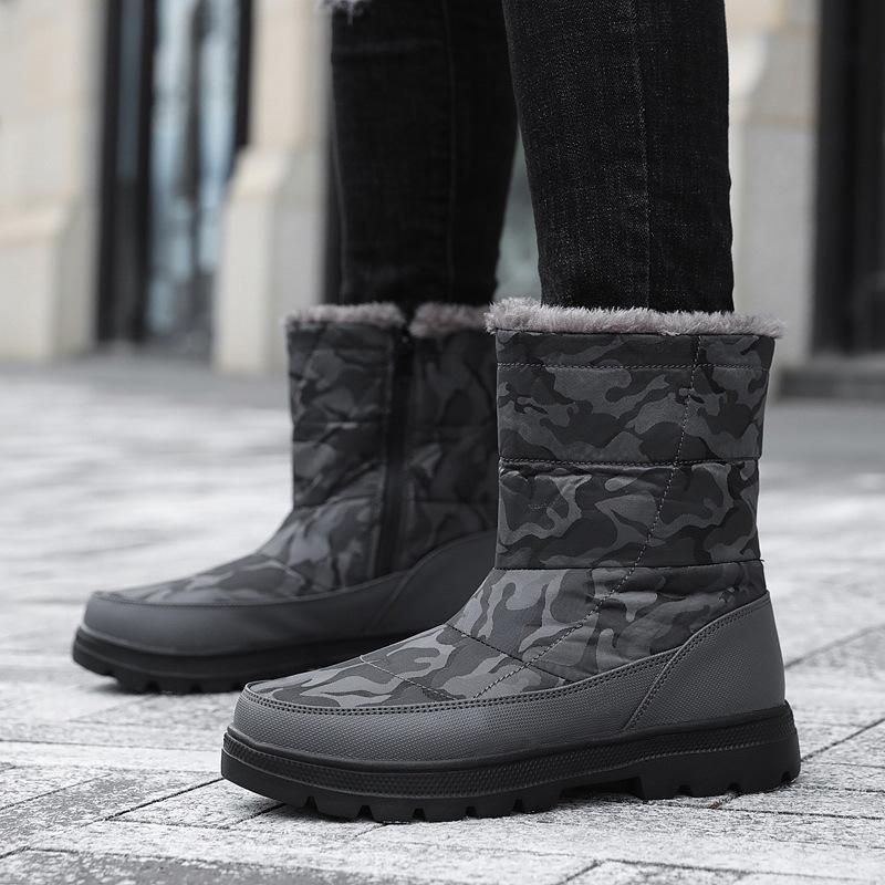 Zipper Non Slip Cotton Padded Shoes