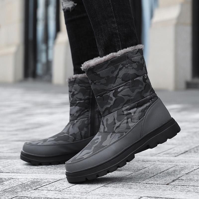 Zipper Non Slip Cotton Padded Shoes