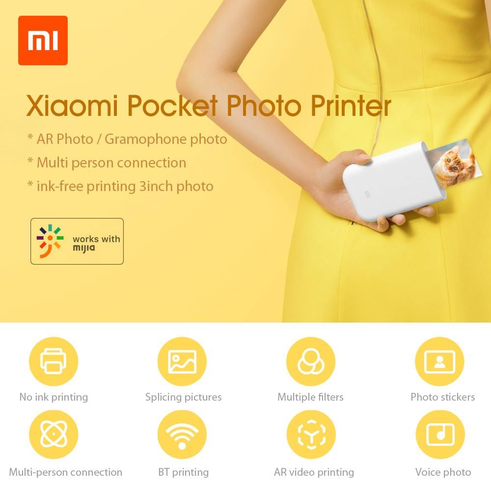 Xiaomi Zink Portable Photo Pocket Printer AR Printer 400dpi With DIY Share 500mAh Mini Picture Printer